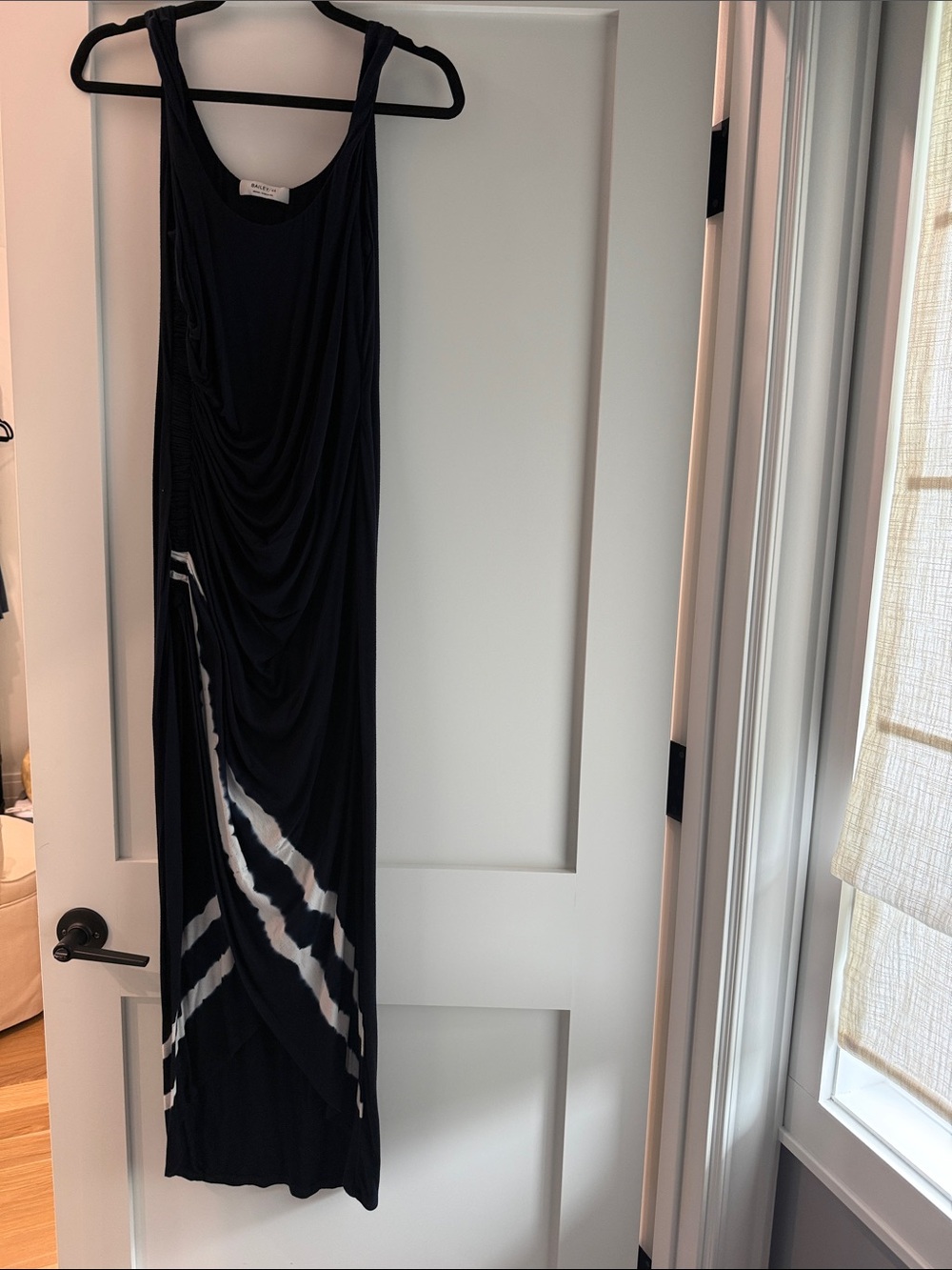 Navy Maxi Dress with White Tie-Dye Stripe